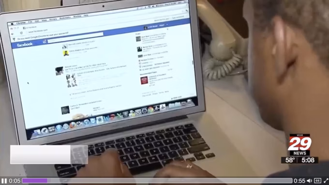 Computer screen showing social media screen